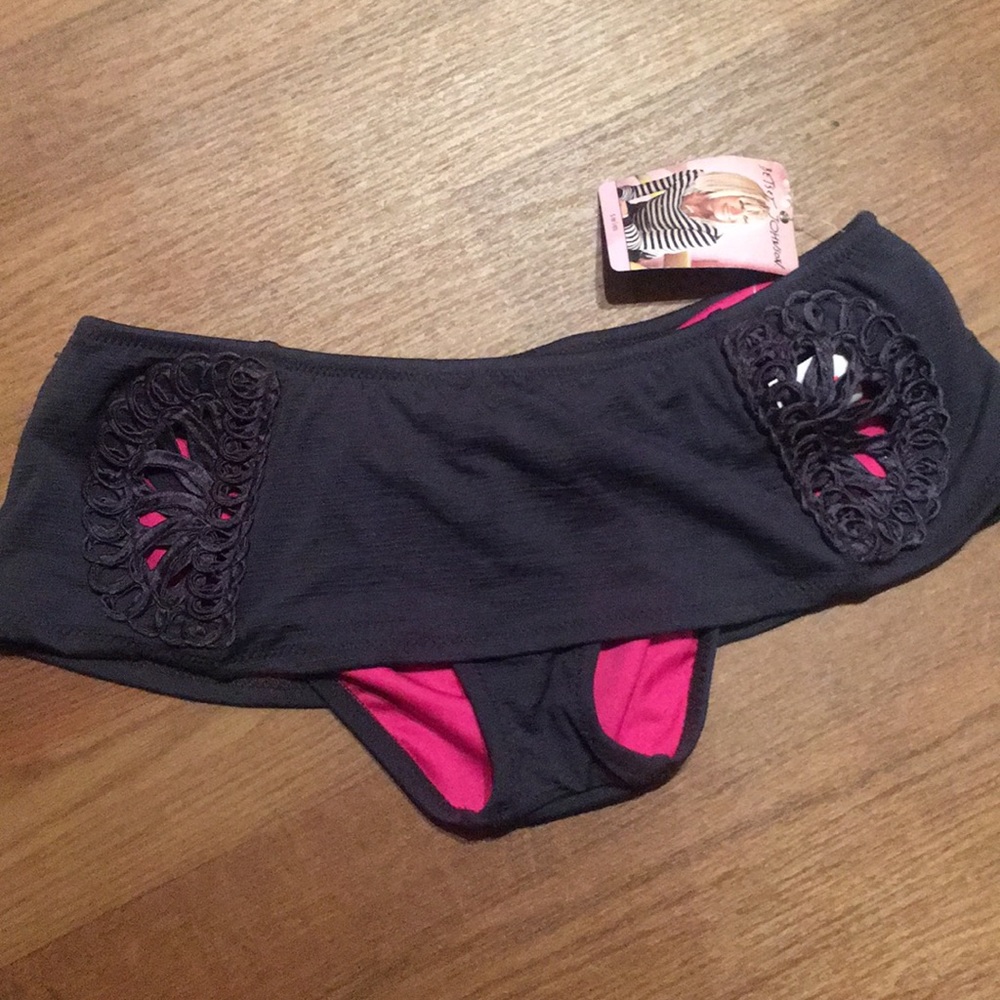 Betsey Johnson gray swim bottom with skirt